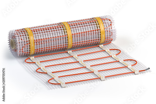 Fotografía Mat electric floor heating system isolated on white