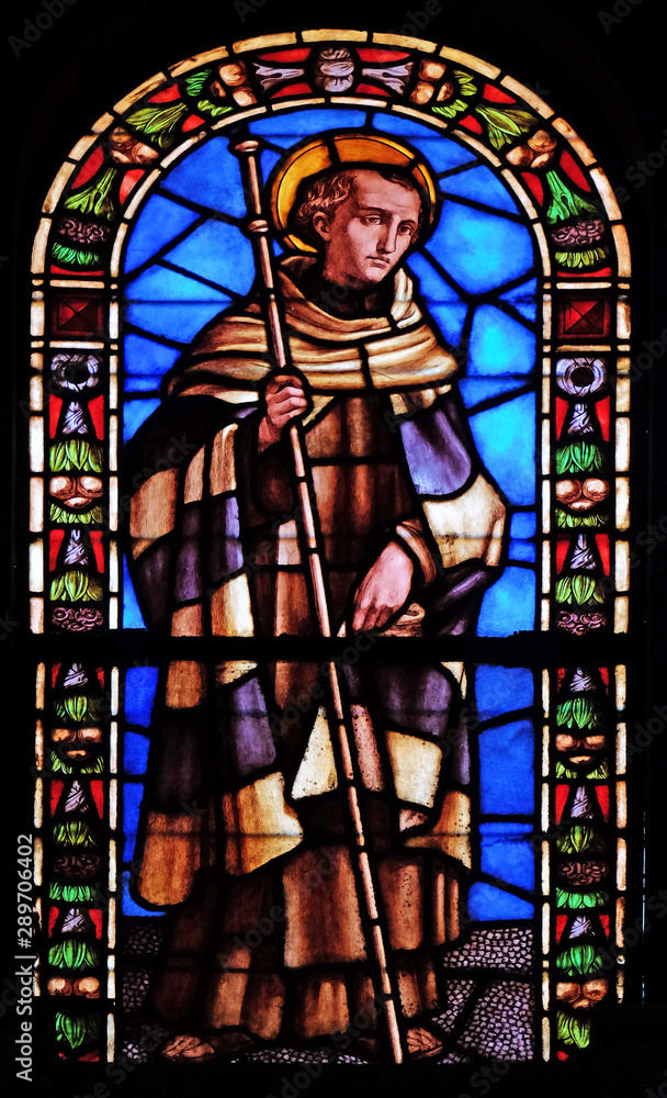 Stained glass window in the Santi Paolino e Donato church in Lucca, Tuscany, Italy Stained glass window in the Santi Paolino e Donato church in Lucca, Tuscany, Italy
