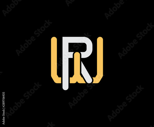 Letter R and B, RB, BR, overlapping interlock logo, monogram line art vintage style on black background
