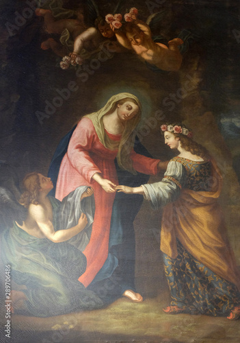 Virgin Mary with saint Rosalia and angels altarpiece by Orsola Noletti in Chapel of the Blessed of the First Order of Minims, Basilica di Sant Andrea delle Fratte, Rome, Italy  photo