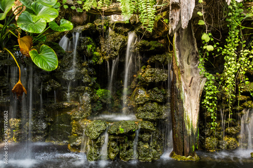 Small waterfall in garden decor