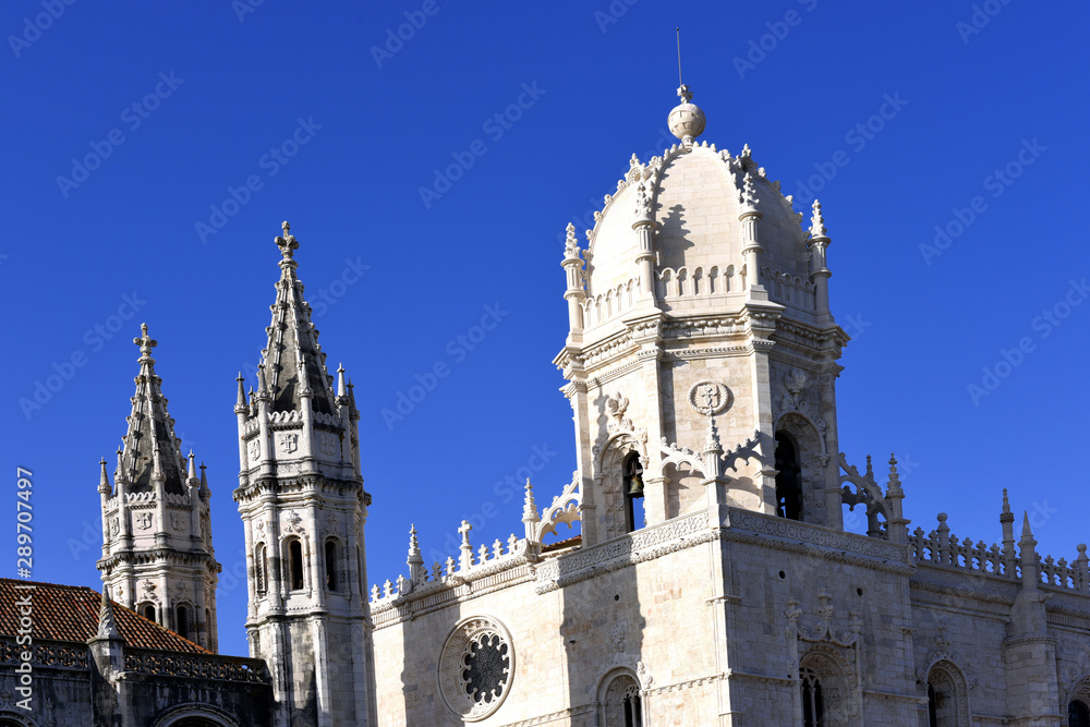 gothic buildings of the Jeronimos Monastery or Hieronymites Monastery in Lisbon, Portugal
