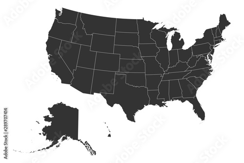 US map with boundaries vector illustration