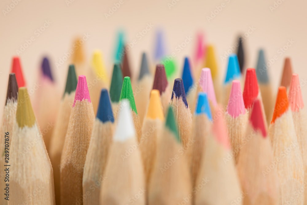 Group of colorful pencils close up. Education and arts tools Group of colorful pencils close up. Education and arts tools