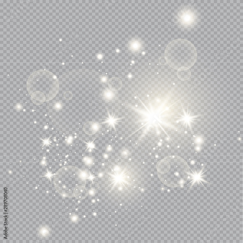 Set of Vector glowing light effect stars bursts with sparkles on transparent background. Transparent stars.