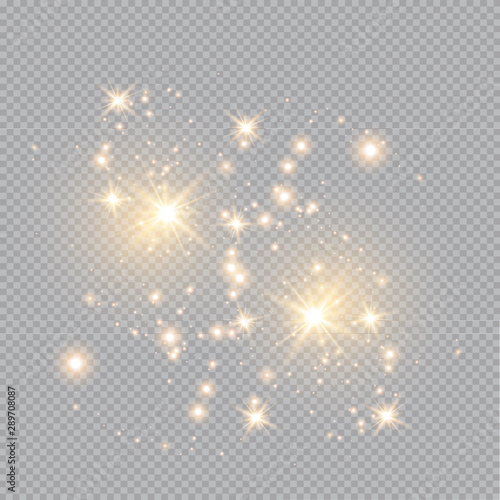 Set of Vector glowing light effect stars bursts with sparkles on transparent background. Transparent stars.