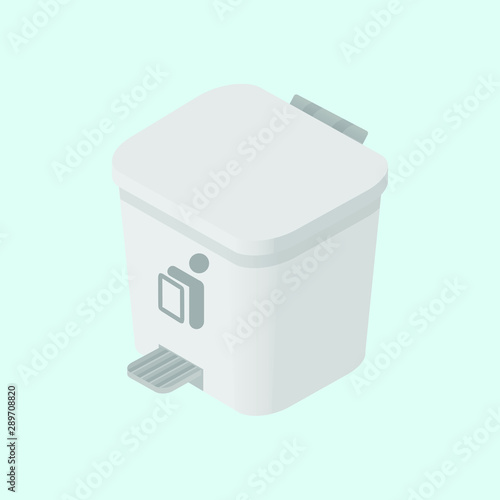 trash container vector, isometric ,isolated on blue background