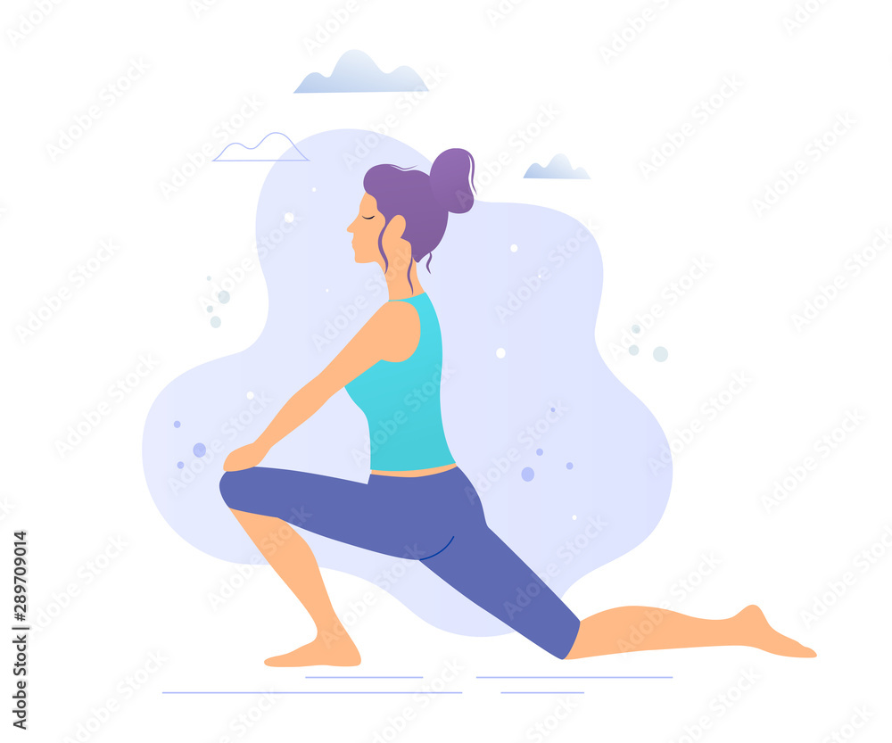 Yoga girl in a park vector illustration. Healthy lifestyle. Yoga girl in a park vector illustration. Healthy lifestyle.