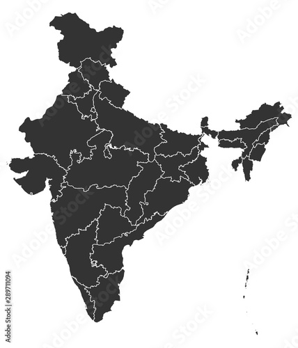 India map with states geography vector illustration
