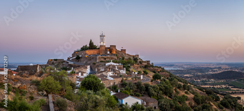 Sunset view of Monsaraz village, Alqueva, Portugal photo