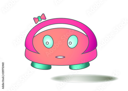 piggy bank android girl on a white background