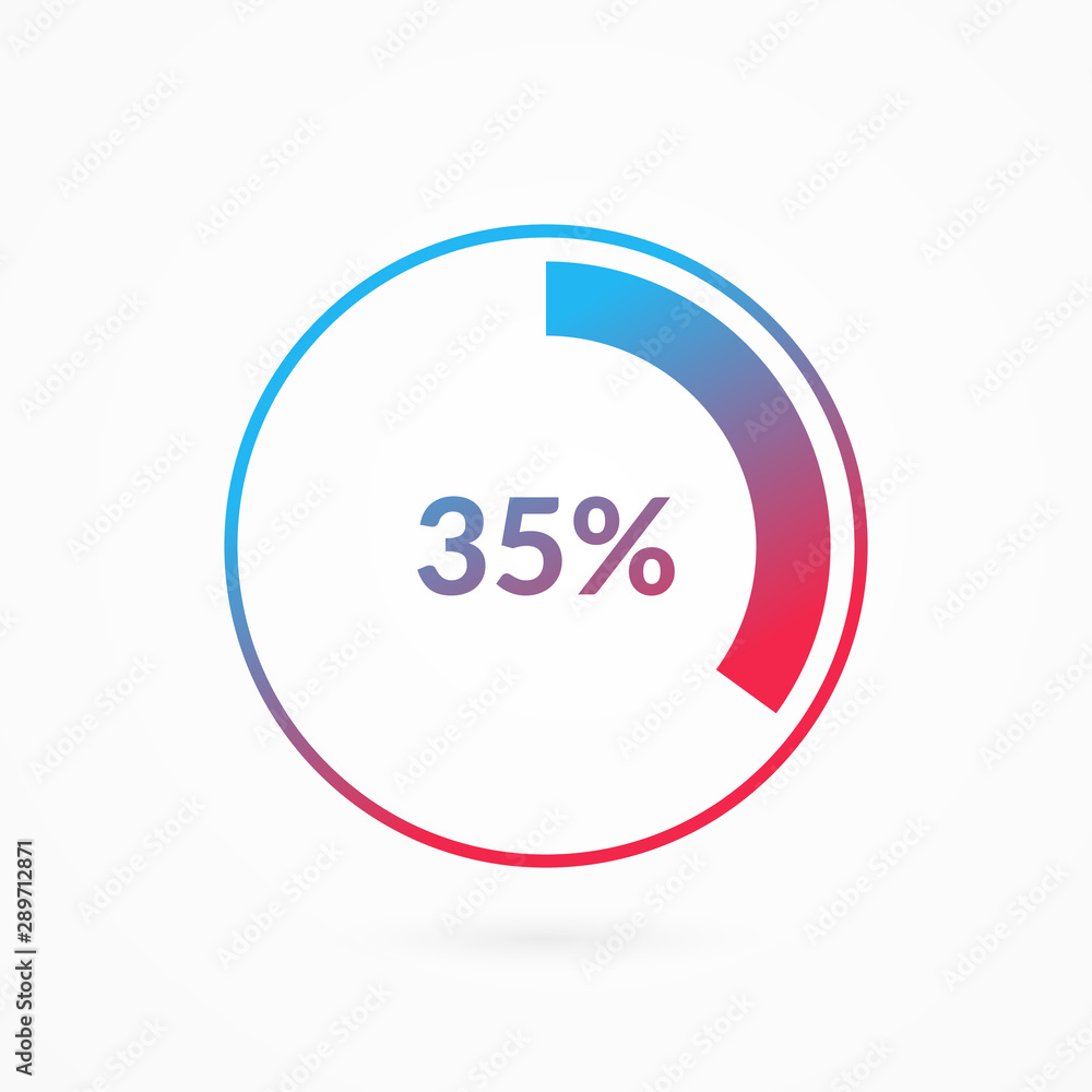 35 percent blue and red gradient pie chart sign. Percentage vector infographic symbol. Circle diagram isolated, illustration for business, download, web icon, design 35 percent blue and red gradient pie chart sign. Percentage vector infographic symbol. Circle diagram isolated, illustration for business, download, web icon, design