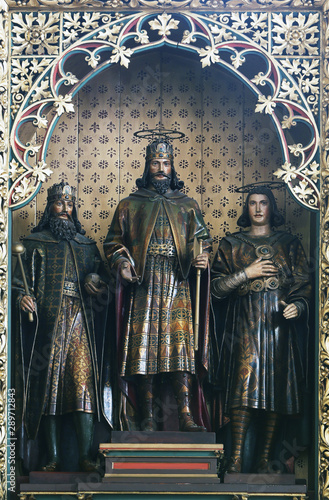 Altar of Saints Stephen, Ladislav and Emeric in Zagreb cathedral  photo