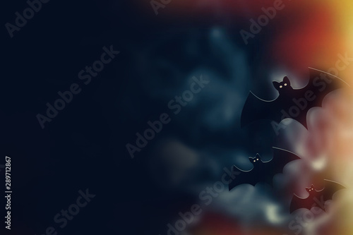 Halloween background, flying bats