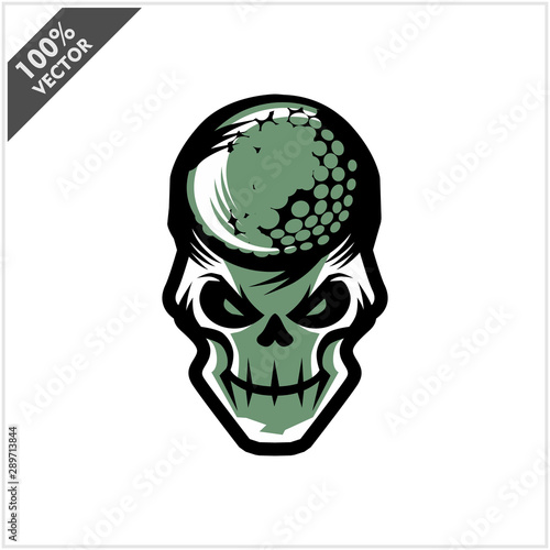 Golf skull Head Logo Vector