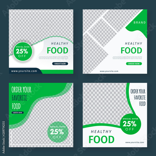 Food post banners template. Editable square abstract, sales banner template for social media posts.