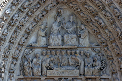 Notre Dame Cathedral  Paris. The Portal of the Virgin.