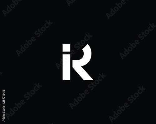 Creative Professional Trendy Letter IR Logo Design in Black and White Color , Initial Based Alphabet Icon Logo