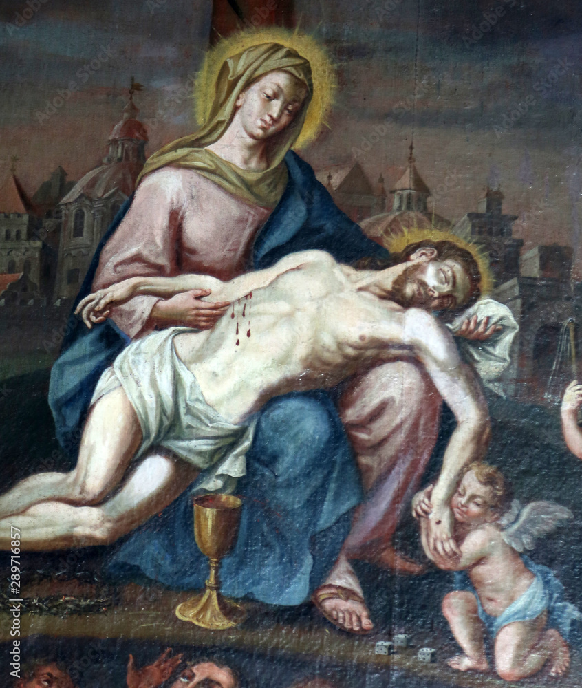 Pieta altarpiece in the Church of Our Lady of Sorrows in Rosenberg, Germany