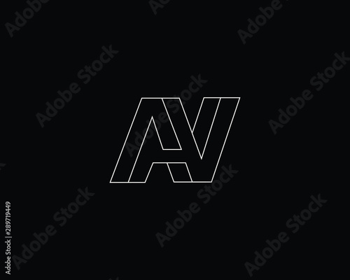 Professional and Minimalist Letter AV Logo Design, Editable in Vector Format in Black and White Color