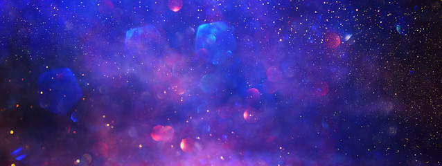 abstract glitter silver, purple, blue lights background. de-focused. banner