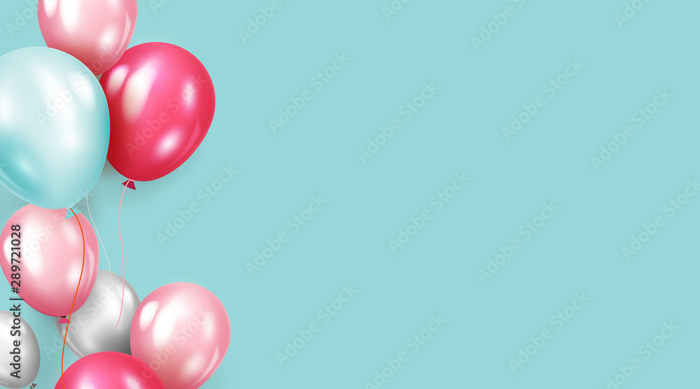 Background with helium balloons. Realistic celebration baloon coral color minimalist creative abstract banner hd quality sky color studio Background with helium balloons. Realistic celebration baloon coral color minimalist creative abstract banner hd quality sky color studio