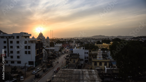 sunset over the city