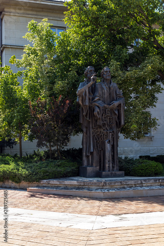 Cyril and Methodius Monument in town of Vratsa, Bulgaria