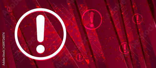 Exclamation mark icon Abstract design bright red banner background