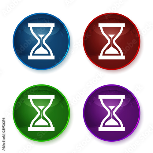 Timer sand hourglass icon shiny round buttons set illustration