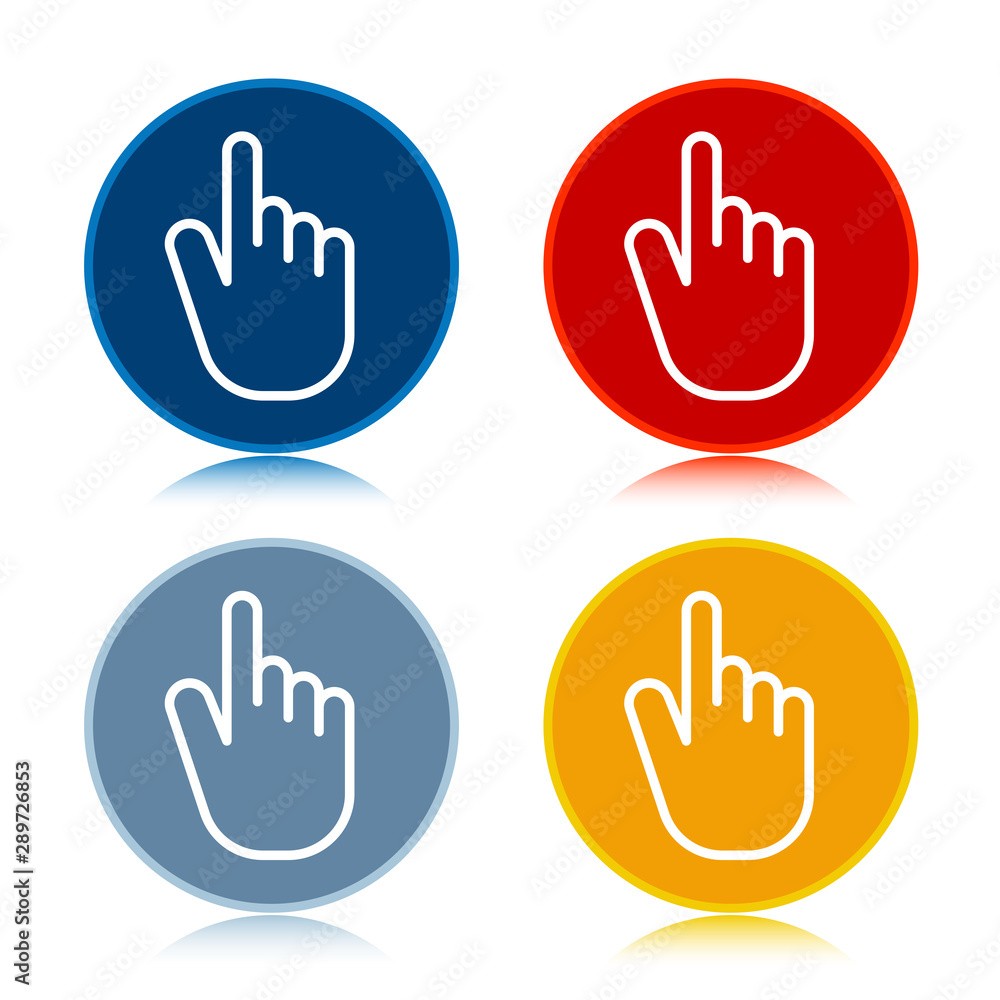 Hand cursor click icon trendy flat round buttons set illustration design Hand cursor click icon trendy flat round buttons set illustration design