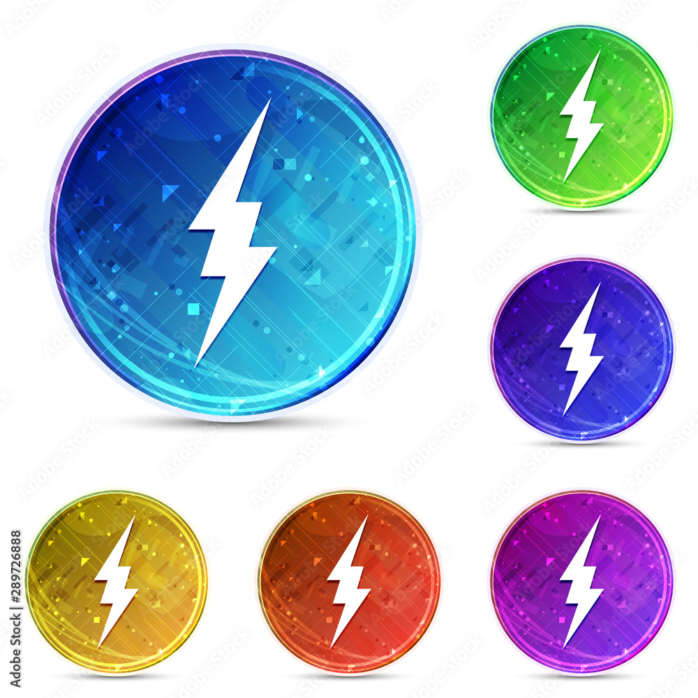 Lightning icon digital abstract round buttons set illustration Lightning icon digital abstract round buttons set illustration