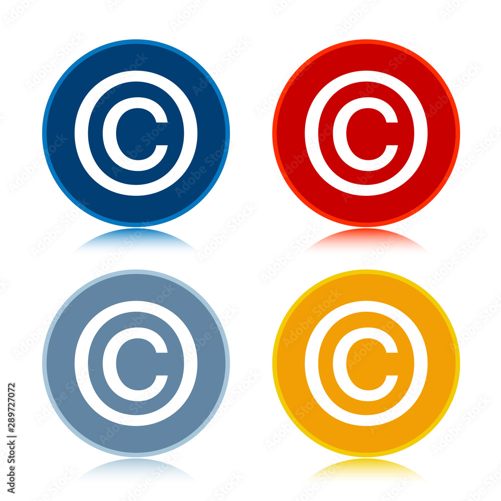 Copyright symbol icon trendy flat round buttons set illustration design Copyright symbol icon trendy flat round buttons set illustration design