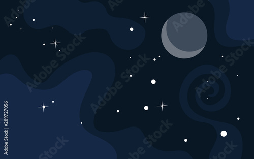 Vector space background . Cute flat style template with Stars in Outer space