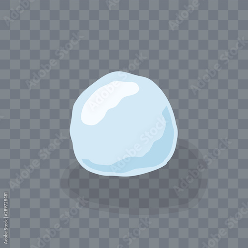 Snow ball ice. Winter design snowy icicle snowball. White blue snow template. Decoration isolated transparent background. 3D cartoon snow ball. Christmas, New Year frozen. Vector illustration