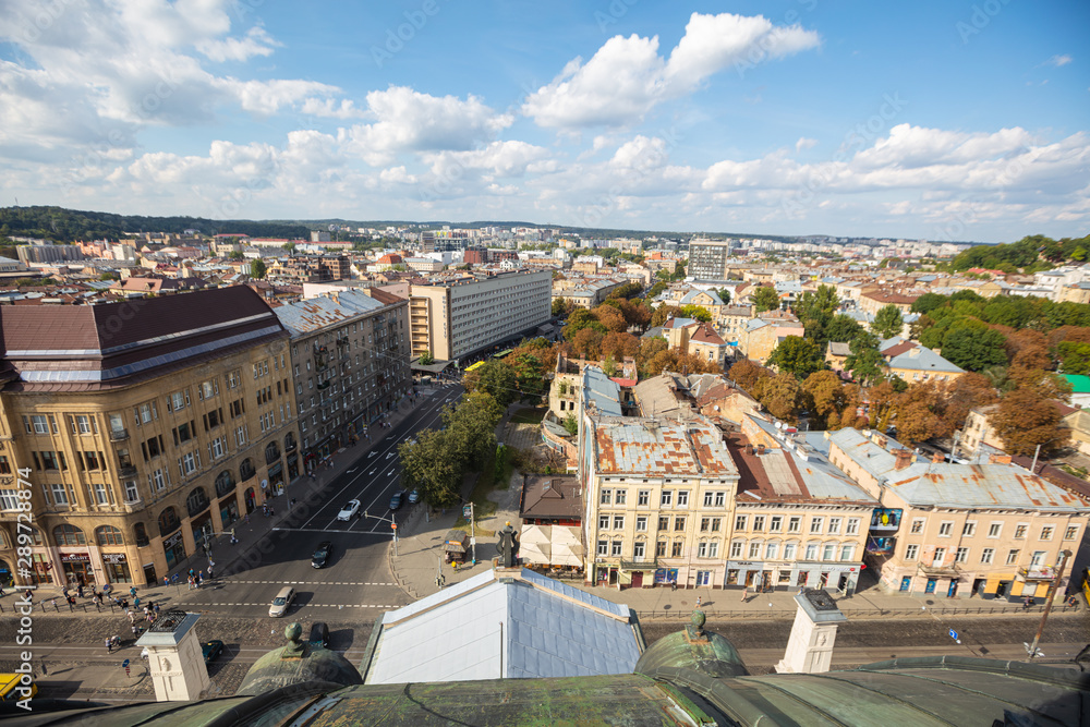 Obraz premium Panoramic view from roof of Lviv Opera House