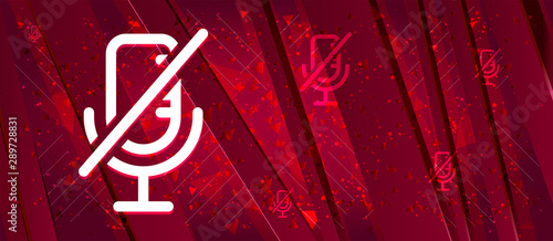Mute microphone icon Abstract design bright red banner background