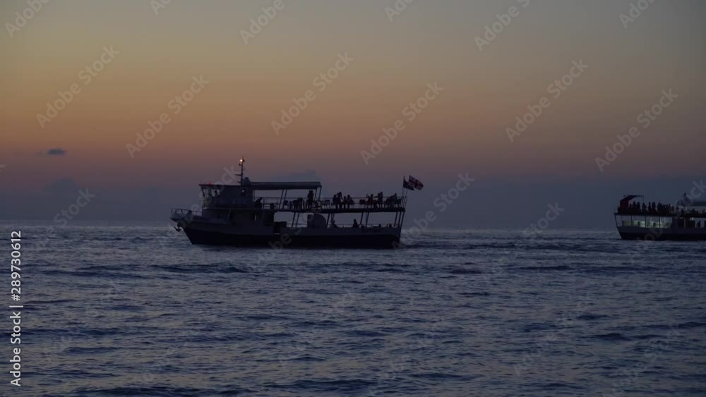 Luxury cruise ship at sunset. Luxury cruise ship at sunset.