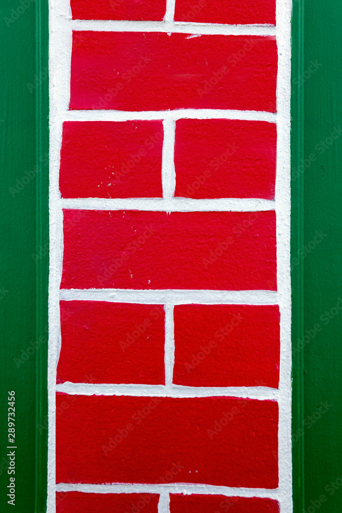 Simple, hand-painted section of brick wall