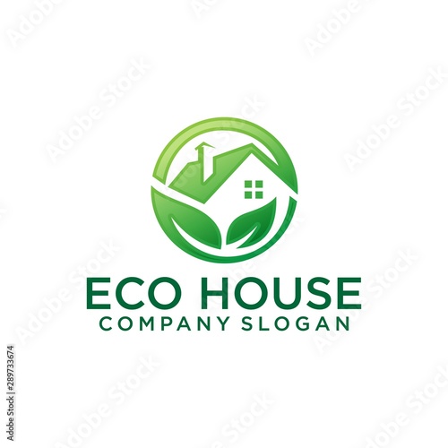 Green house logo vector. Eco green house. Eco Friendly house icon.