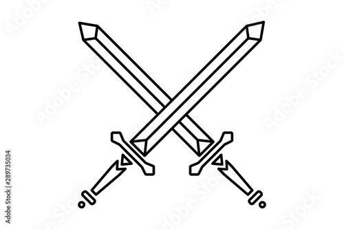 Crossed swords. Design element for logo, label, emblem, sign. Vector illustration