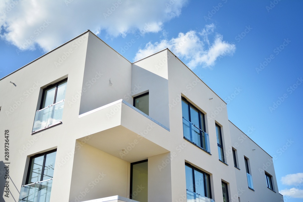 Modern European residential apartment buildings quarter. Abstract architecture, fragment of modern urban geometry.