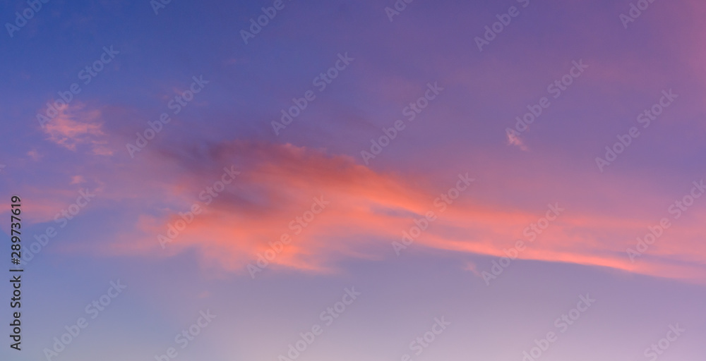 Pastel color evening sky and amazing clouds.