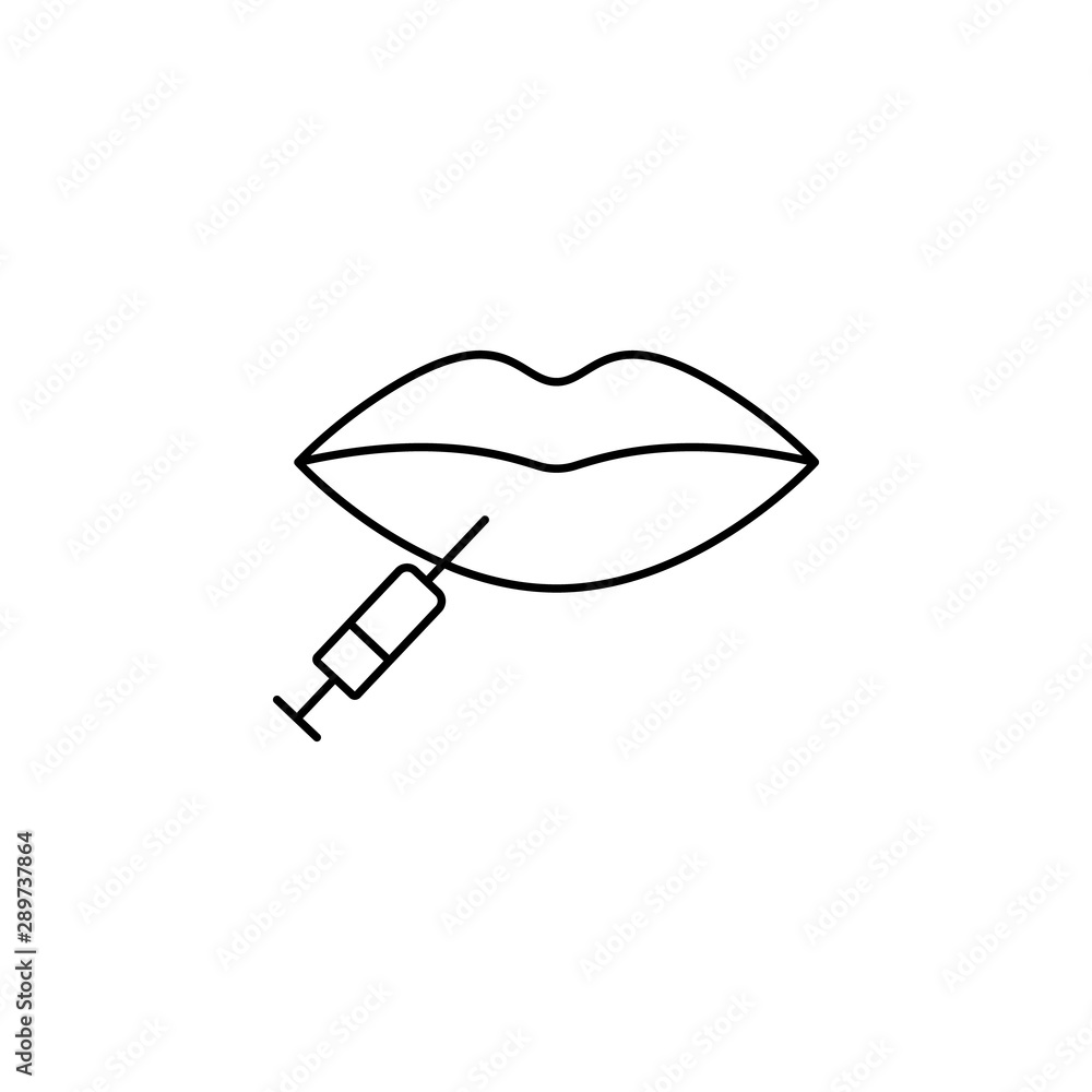 lips botox line icon on white background lips botox line icon on white background