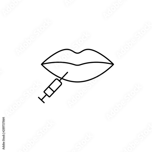 lips botox line icon on white background