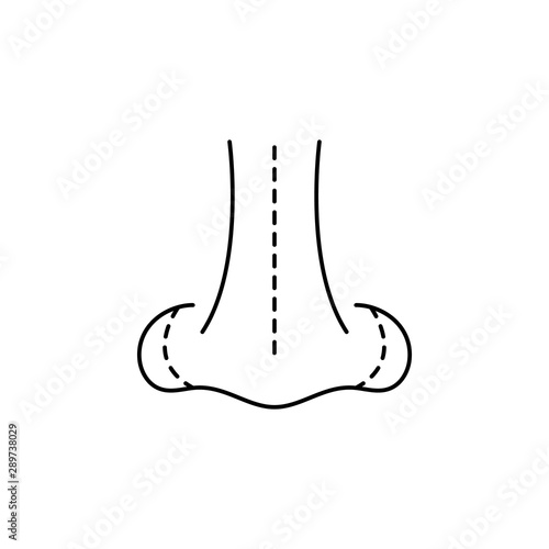 plastic surgery nose line icon on white background