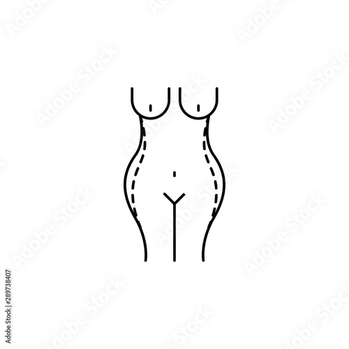 belly ass sides line icon on white background