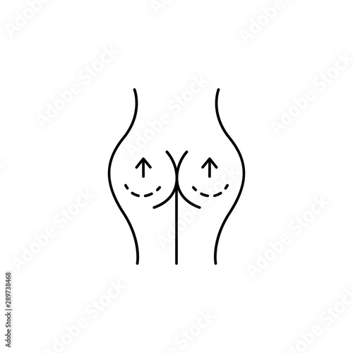 plastic surgery ass line icon on white background