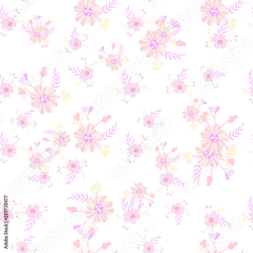 Abstract flowers seamless pattern for fabric design. Vector repeat illustrations. Romantic  twig and flora seamless pattern.Botanical wallpaper. Element decorative floral.
