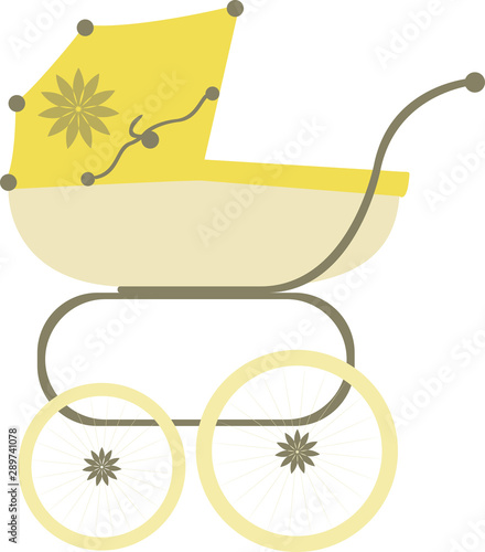 Baby Carriage Vintage Yellow